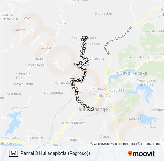 Mapa de RUTA HUILACAPIXTLA de autobús