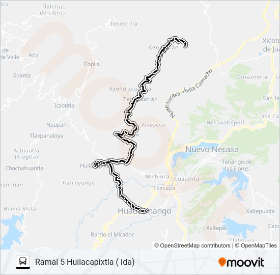 Mapa de RUTA HUILACAPIXTLA de autobús