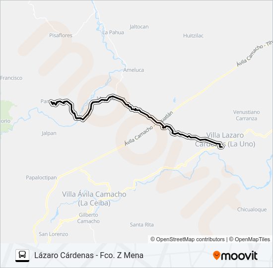 Mapa de RUTA LÁZARO CÁRDENAS de autobús