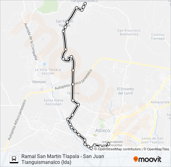 Mapa de RUTA SAN MARTÍN TLAPALA de autobús