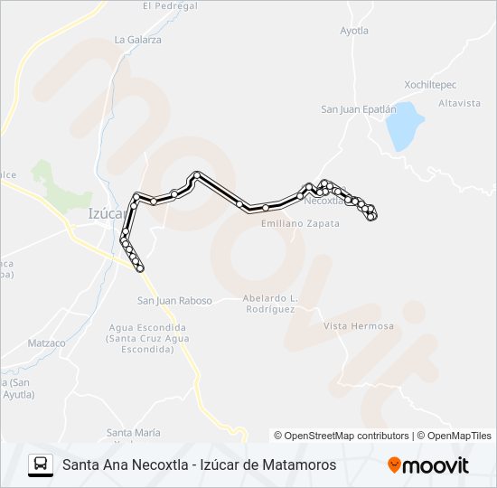 Mapa de RUTA SANTA ANA NECOXTLA de autobús