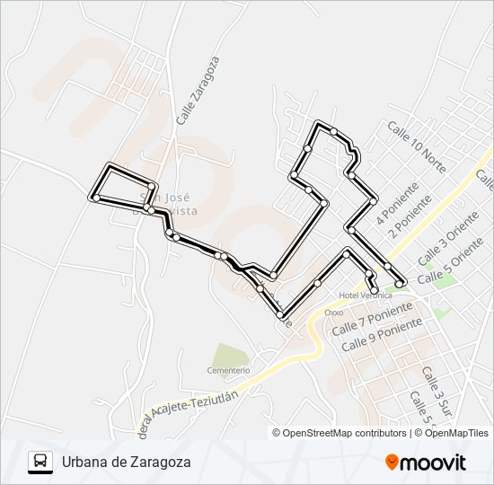 Mapa de RUTA URBANA DE ZARAGOZA de autobús