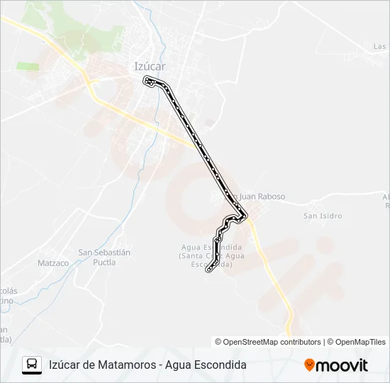 RUTA IZÚCAR DE MATAMOROS Bus Line Map