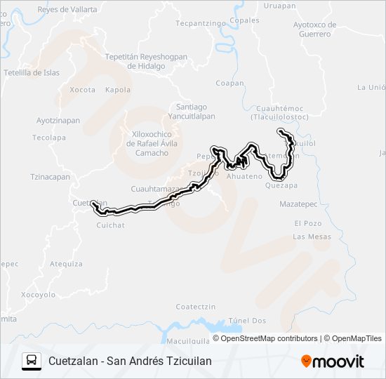 RUTA SAN ANDRÉS TZICUILAN bus Line Map