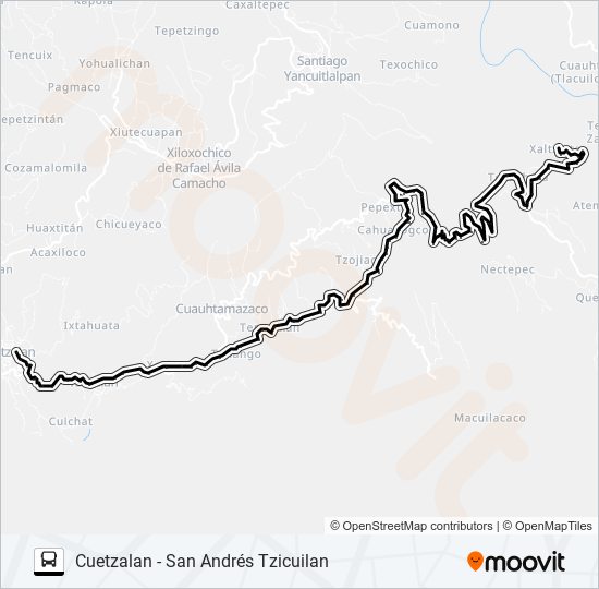 Mapa de RUTA SAN ANDRÉS TZICUILAN de autobús