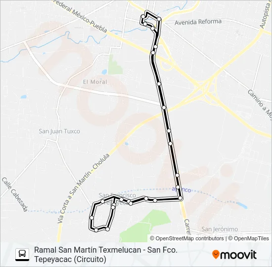 RUTA SAN MARTÍN TEXMELUCAN Bus Line Map