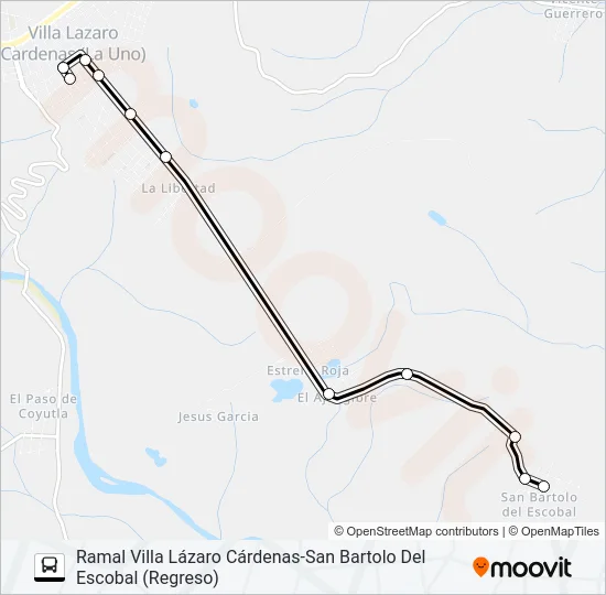 RUTA VILLA LÁZARO CÁRDENAS Bus Line Map