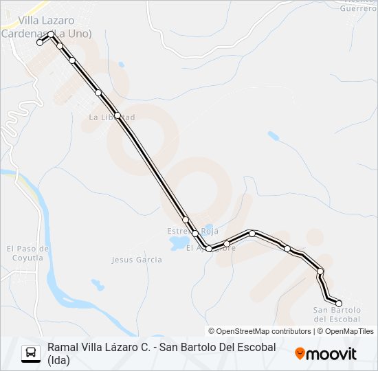 Mapa de RUTA VILLA LÁZARO CÁRDENAS de autobús