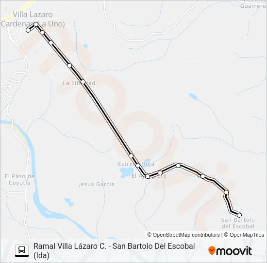 RUTA VILLA LÁZARO CÁRDENAS Bus Line Map