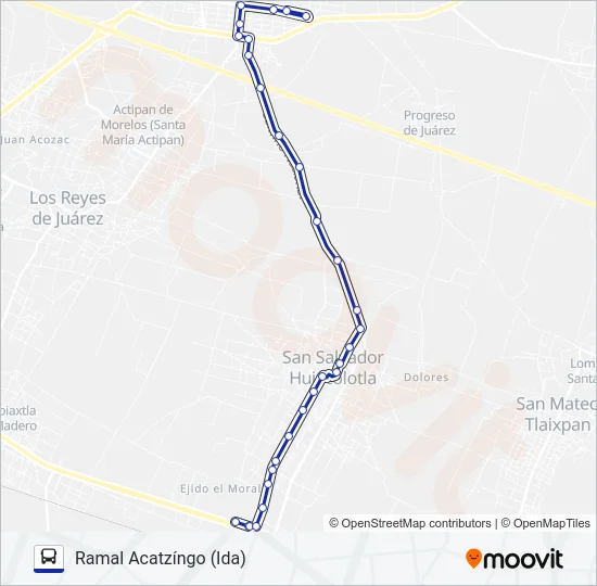 RUTA HUIXCOLOTLA - ACATZÍNGO Bus Line Map