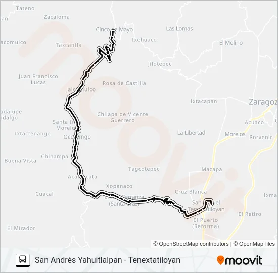 RUTA SAN ANDRÉS YAHUITLALPAN Bus Line Map