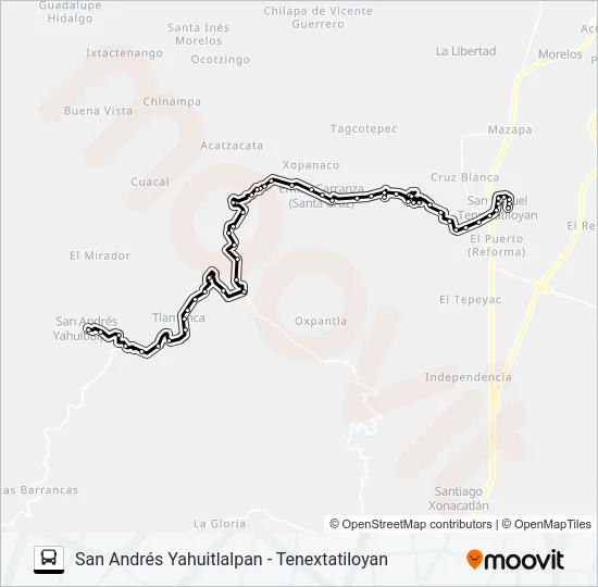 RUTA SAN ANDRÉS YAHUITLALPAN Bus Line Map