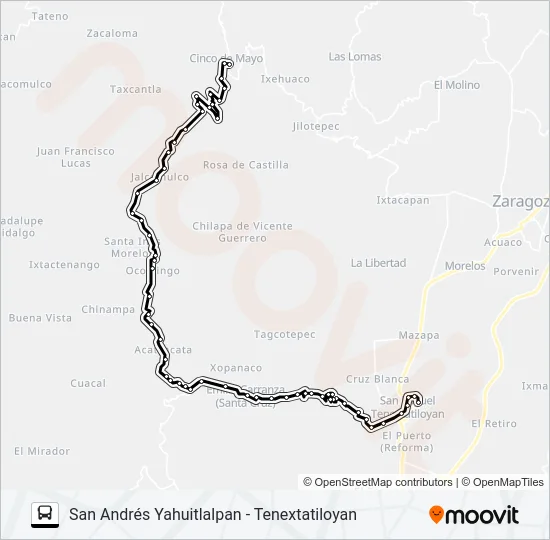 RUTA SAN ANDRÉS YAHUITLALPAN Bus Line Map