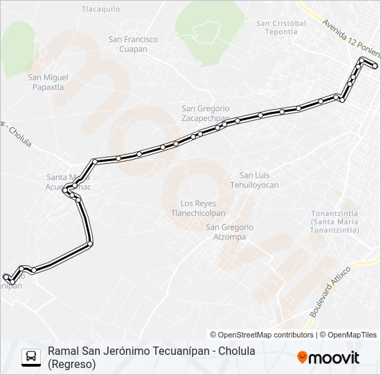 Mapa de RUTA SAN JERÓNIMO TECUANÍPAN de autobús