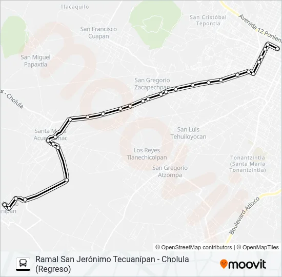 RUTA SAN JERÓNIMO TECUANÍPAN Bus Line Map