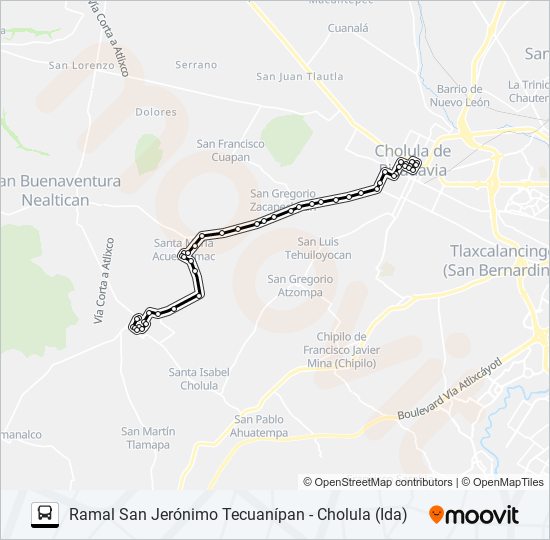 Mapa de RUTA SAN JERÓNIMO TECUANÍPAN de autobús