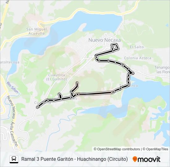 RUTA PUENTE GARITÓN - HUACHINANGO Bus Line Map