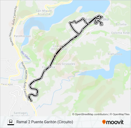 RUTA PUENTE GARITÓN - HUACHINANGO Bus Line Map