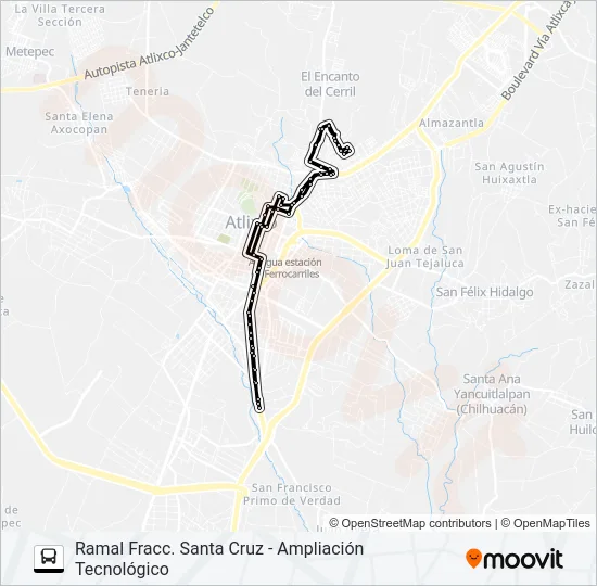 RUTA FRACC. SANTA CRUZ- COL. EL BARRIAL Bus Line Map