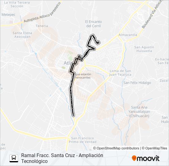 RUTA FRACC. SANTA CRUZ- COL. EL BARRIAL bus Line Map