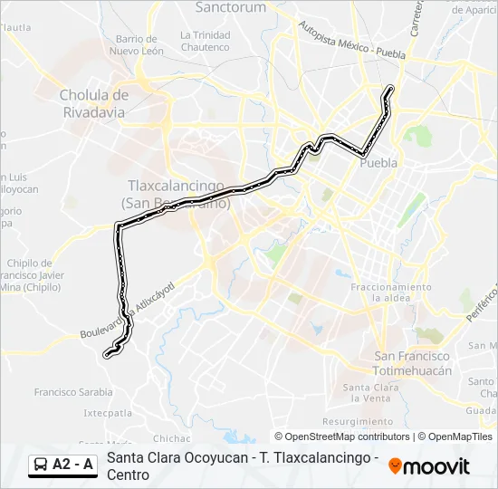 Mapa de A2 - A de autobús