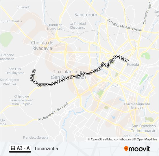 Mapa de A3 - A de autobús