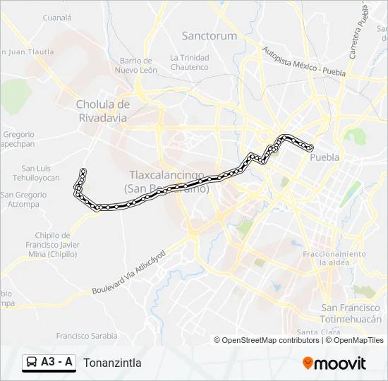 Mapa de A3 - A de autobús