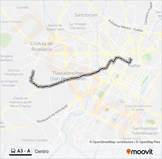 Mapa de A3 - A de autobús