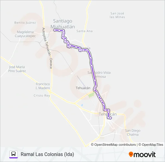 RUTA MIAHUATLAN - TEHUACAN Bus Line Map