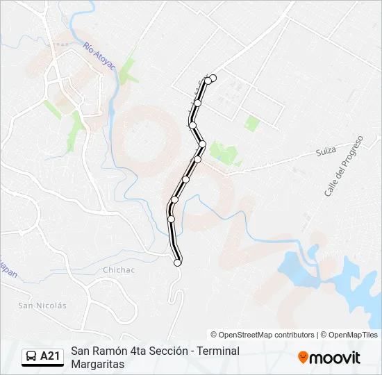A21 Bus Line Map