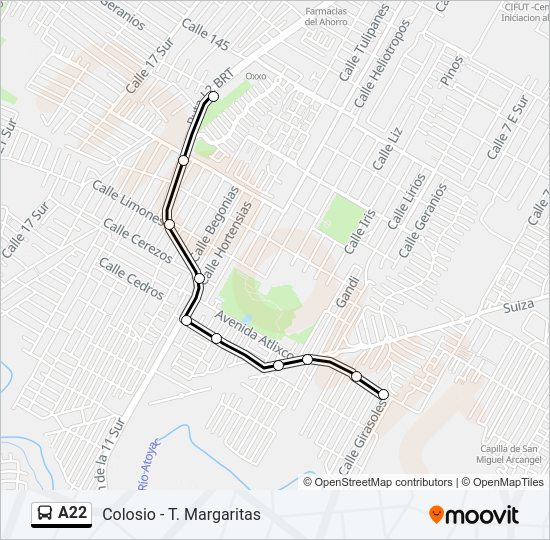 Mapa de A22 de autobús