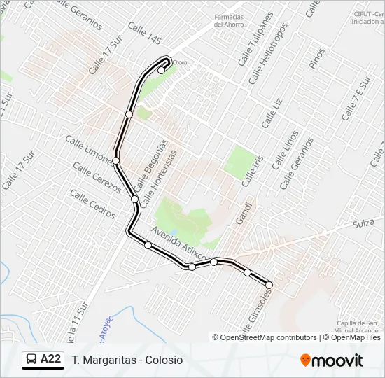 A22 Bus Line Map
