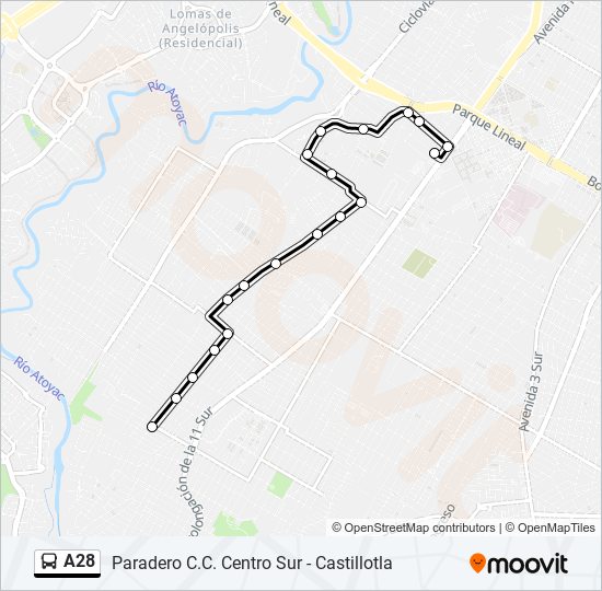 Mapa de A28 de autobús