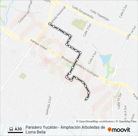 A30 Bus Line Map