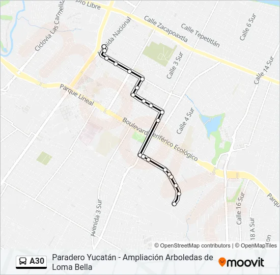 A30 Bus Line Map