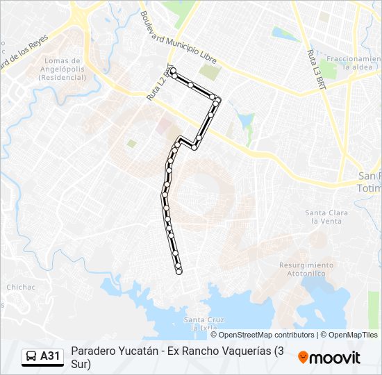 Mapa de A31 de autobús