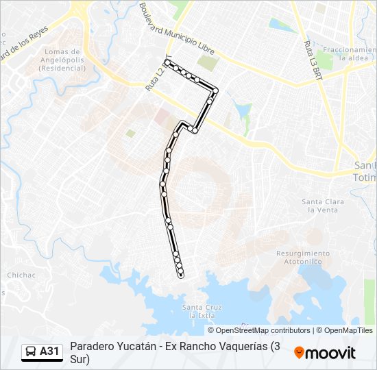 Mapa de A31 de autobús