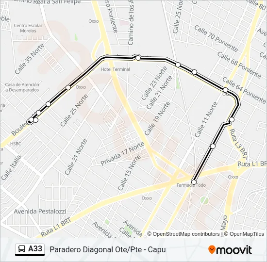 A33 Bus Line Map