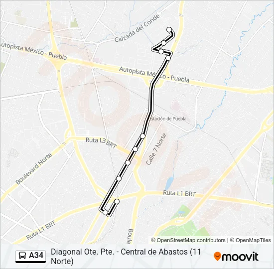 A34 Bus Line Map