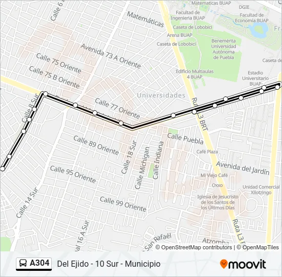 A304 Bus Line Map