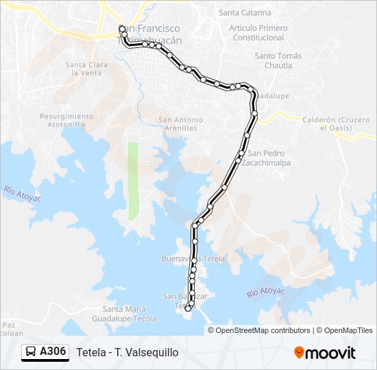 Mapa de A306 de autobús