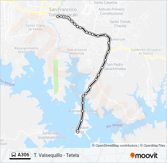 A306 Bus Line Map