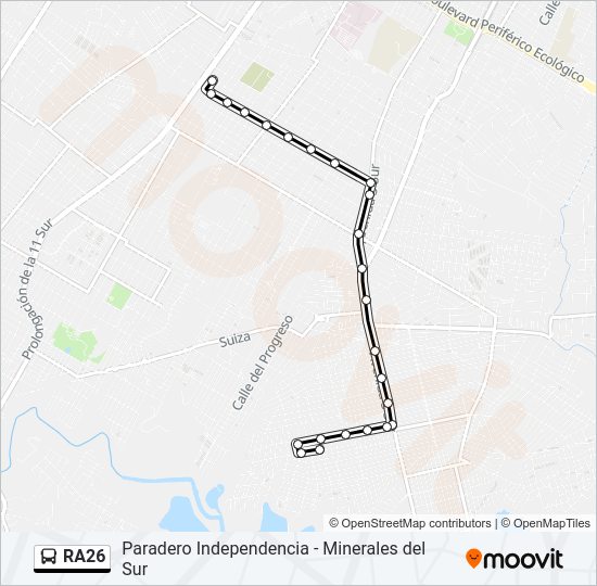 Mapa de RA26 de autobús