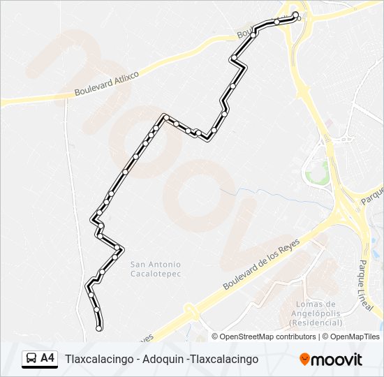 Mapa de A4 de autobús