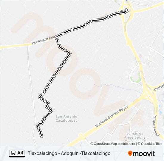Mapa de A4 de autobús