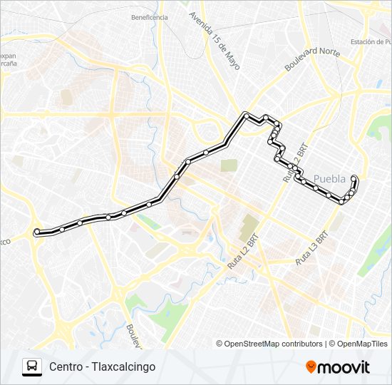 TLAXCALANCINGO - CENTRO (8 PONIENTE) Bus Line Map