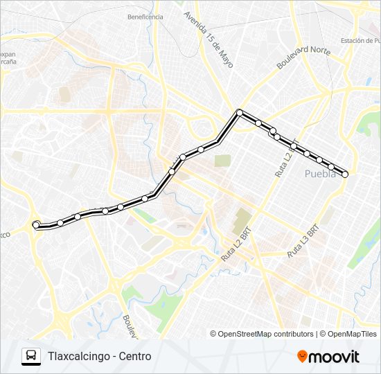 Mapa de TLAXCALANCINGO - CENTRO (8 PONIENTE) de autobús