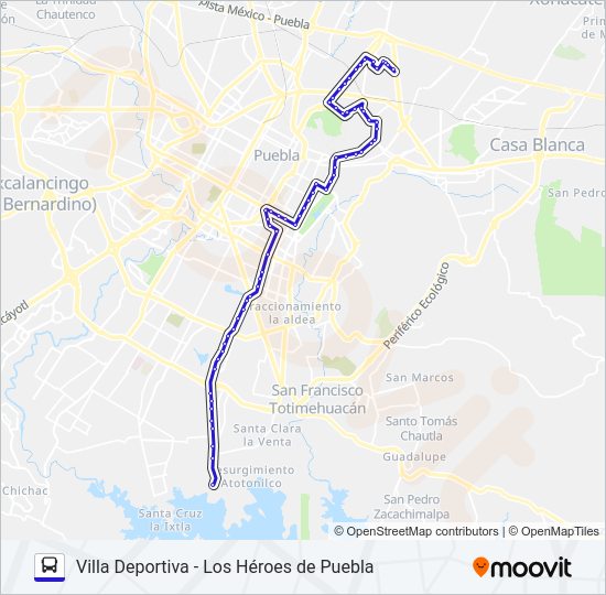 Mapa de RUTA 72 - 14 SUR de autobús