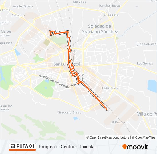 Mapa de RUTA 01 de autobús