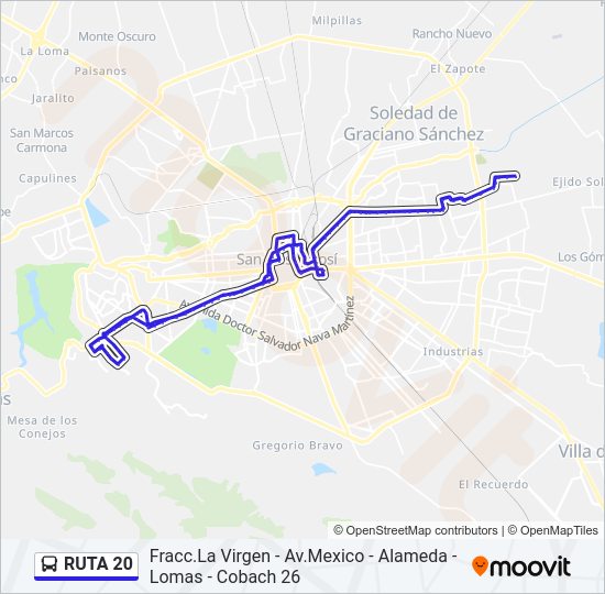 Mapa de RUTA 20 de autobús